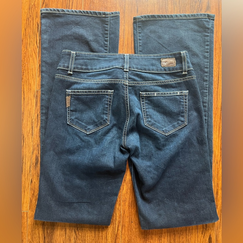 Paige H.H. Boot Cut Dark Blue Mid Rise Stretch Denim Jeans Size 26 - Picture 7 of 9